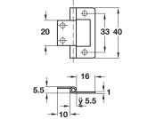 Flush Hinge 40x16mm Inset St ZP