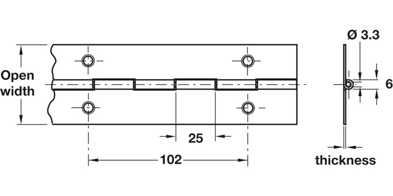 Cont Hinge 1834x38x0.9mm 36 Holes Brs PB