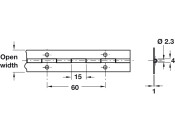 Cont Hinge 1834x38mm 62 Holes Alu Self