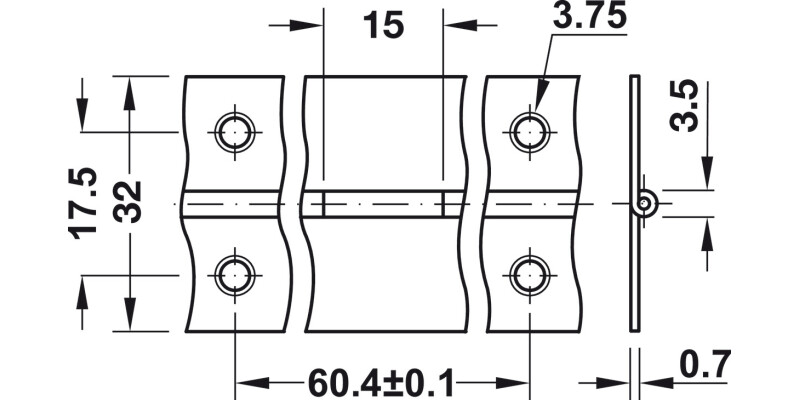 Piano Hinge Straight 32x0.8x3500mm BSS