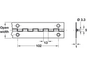 Cont Hinge 1834x32mm 36 Holes 304 SS