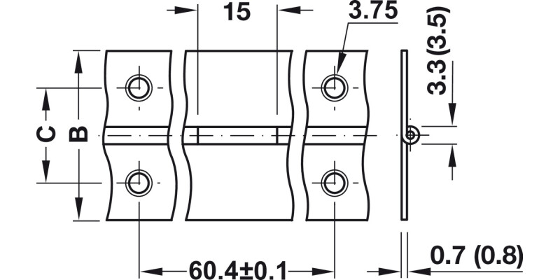 Piano Hinge Straight 40x0.8x3500mm St BP