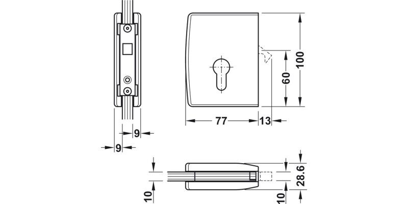 Metalglas Minima Sliding Door Lock SCP