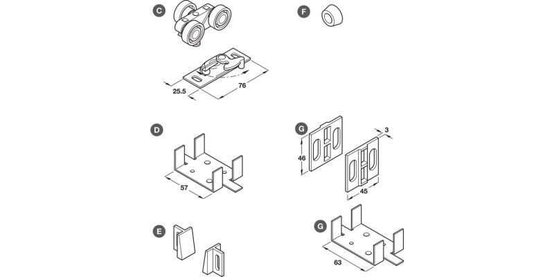 Pocket Hideaway 1 Door Comp.Set 915mm