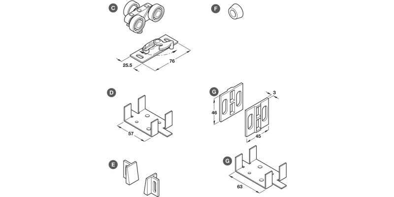 Pocket Hideaway 1 Door Comp.Set 915mm