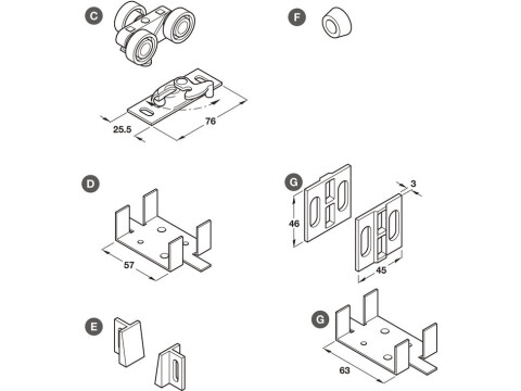 Pocket Hideaway 1 Door Comp.Set 915mm