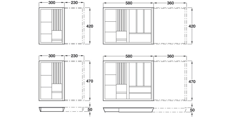 eXTray Oak Spice/Knife 470/800-1000mm