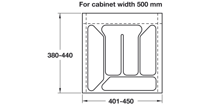Cutlery Ins 500/500mm Pl Cream White