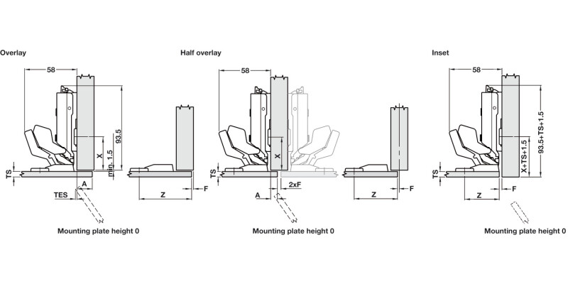 Tiomos M0 125D Hinge No Cup Tipmatic