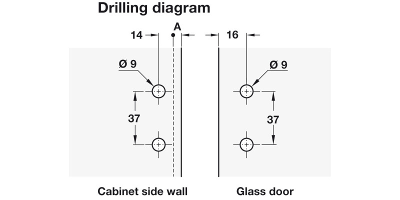 180D Glass Door Hinge ExAxle Inset