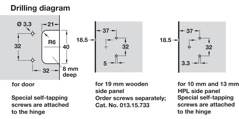 270/240D Hinge 5mm ExAxle 3.5mm 10/13