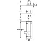 Barrel Bolt Straight 25x76mm Brass PB