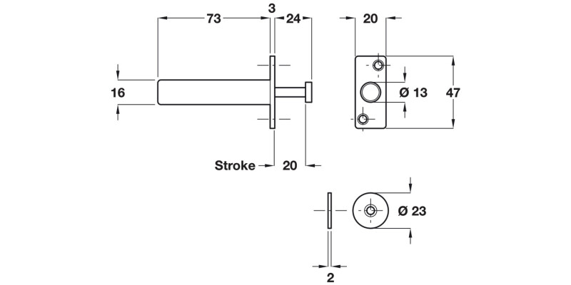 Pocket Hideaway Door Piston w Magnet ZP
