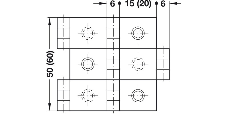 Two Way Hinge 60x20mm Brass BP