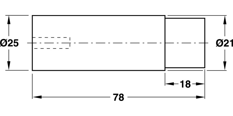 Startec Door Stop/Wall D25x78mm Rub/SSS
