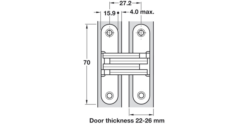 208 Soss Hinge 22-26mm ZA BP/SS Links