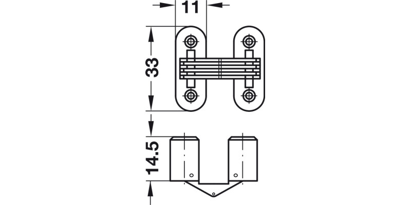 180D Concealed Hinge 33mm Brs/Pl Brown