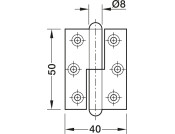Furniture Hinge Straight LH 50mm St NP