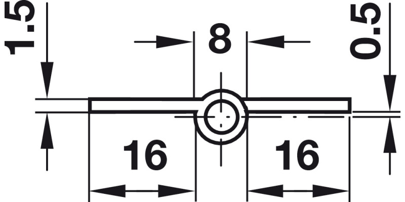Furniture Hinge Straight RH 50mm St NP