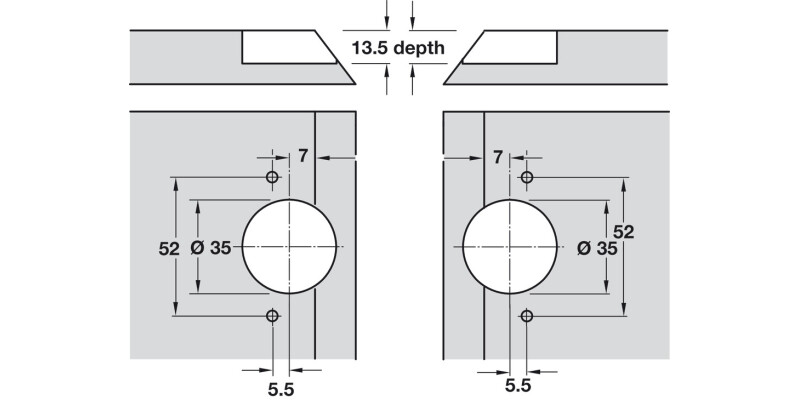 Mitred Flap Hinge 90D for 45D App