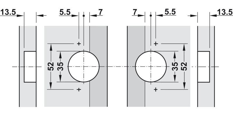 Mitred Flap Hinge 90D for 45D App