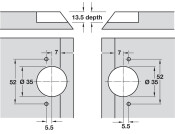 Mitred Flap Hinge 135D for 45D App