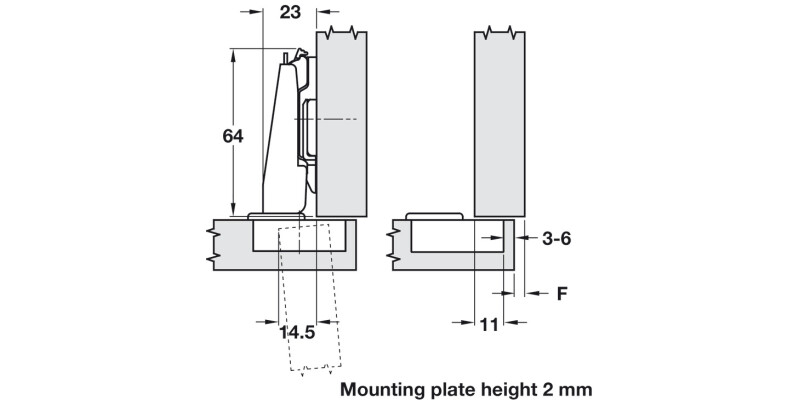 Nexis 95D Hinge Click Sprung Full Hos