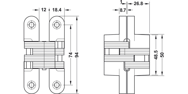Startec Conc Mortice 3D Hinge UH ZA Matt