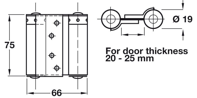 Spring Hinge Dbl Act 75x66mm St Slv