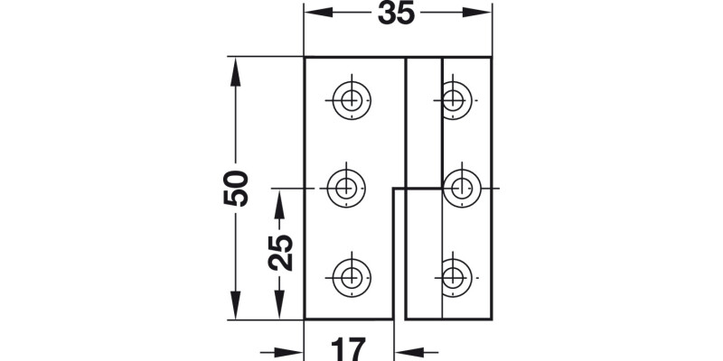 Cranked Hinge 50x35mm RH Brass MNP