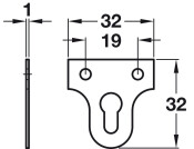 Mirror Plate 32x32mm Keyhole St Brass
