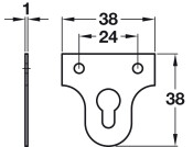 Mirror Plate 38x38mm Keyhole St Nickel