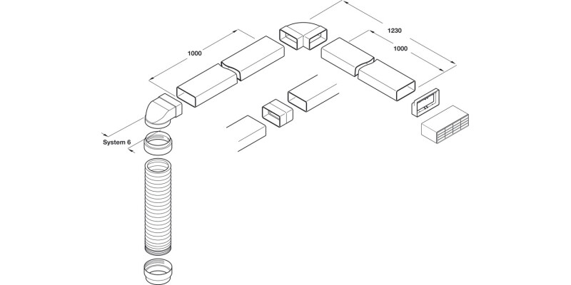 Sys6-6a Ducting set 3M white PVC