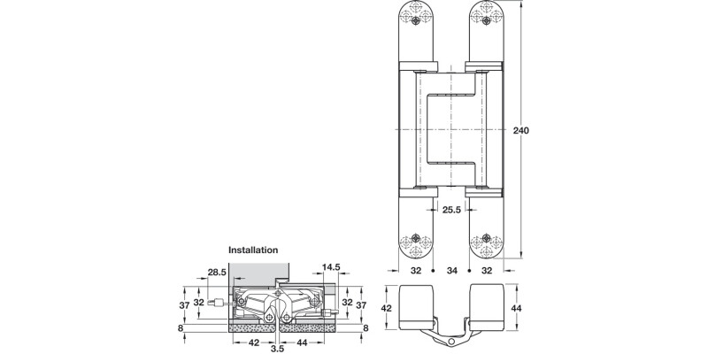 Tectus TE640 3D A8 180D Energy Hinge MN