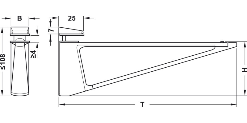 Shelf Clamp Support 4-45mm Screw SS Eff