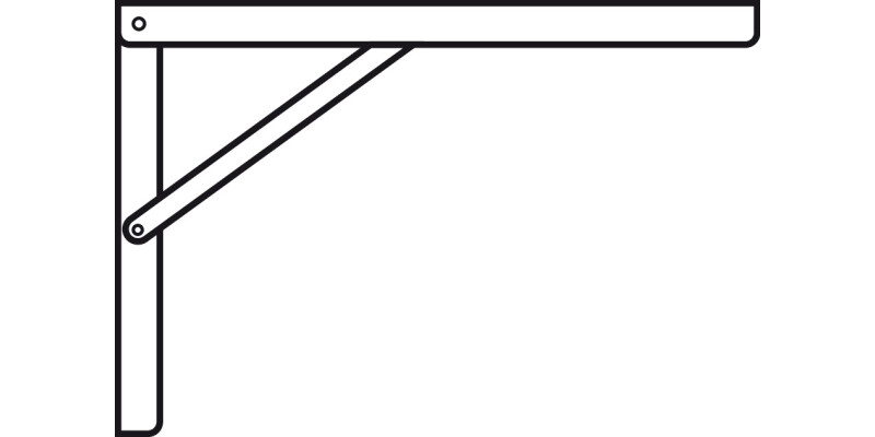 Hinged Bracket Adj 400mm 200kg/Pr White