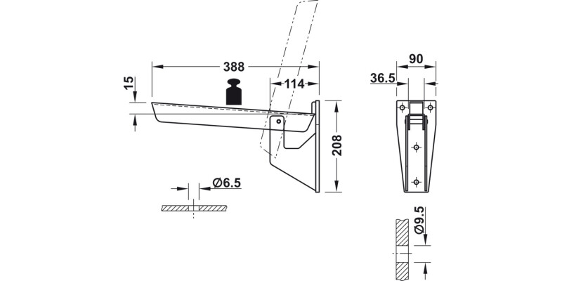 Hebgo HD Folding Bracket 380mm 500kg/Pr
