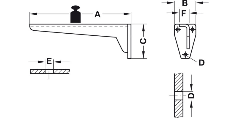 Hebgo Fixed Bracket 240mm 150kg/Pr Grey
