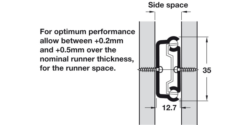 2132 BB Drawer Runner Sgl 33kg 550mm BZP