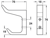 Hat+Coat Hook 76x76x19mm SAA