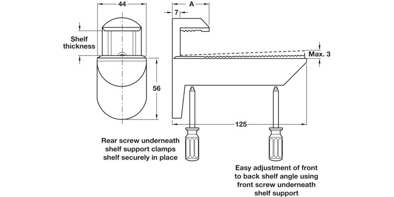 Kalman Shelf Support 7-41mm ZA Alu