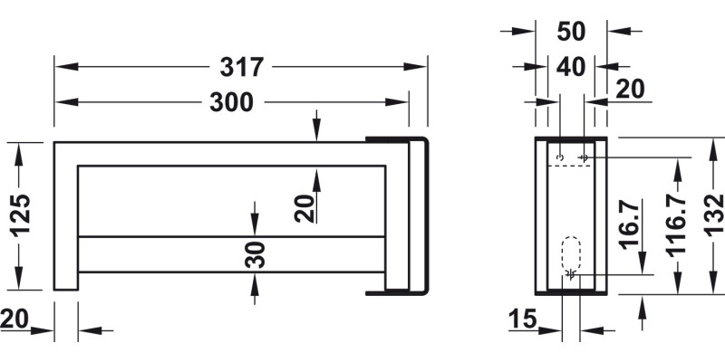 W/Robe Rail 125x317x50mm BMSS