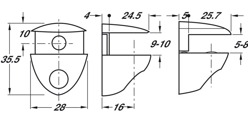 Cobrone Gls Shelf Supp 5-10mm Screw PC