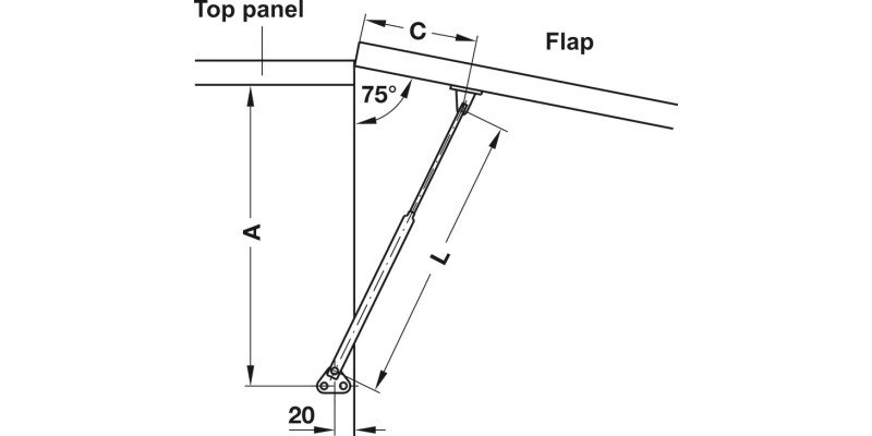 Lid Stay Firmatop 130mm Sprung St Galv