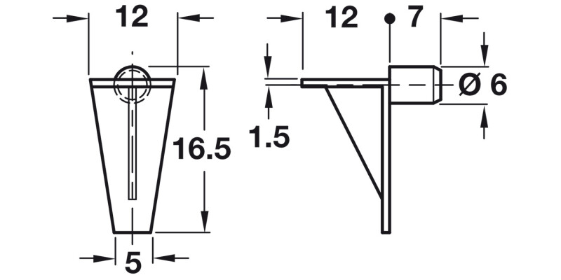 Shelf Support D6mm Plug Pl Trans