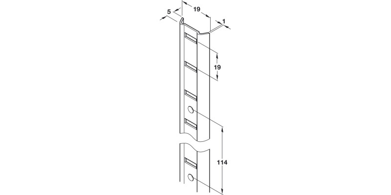 Universal M Bookcase Strip 1829mm St SS