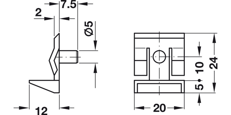 Shelf Support D5mm Plug/Spring Pl Brown