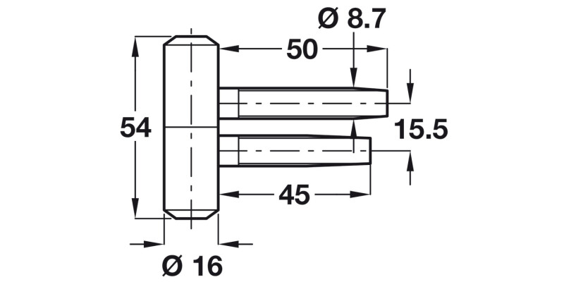 Startec Drill-In Hinge D16x54mm Galv Wht