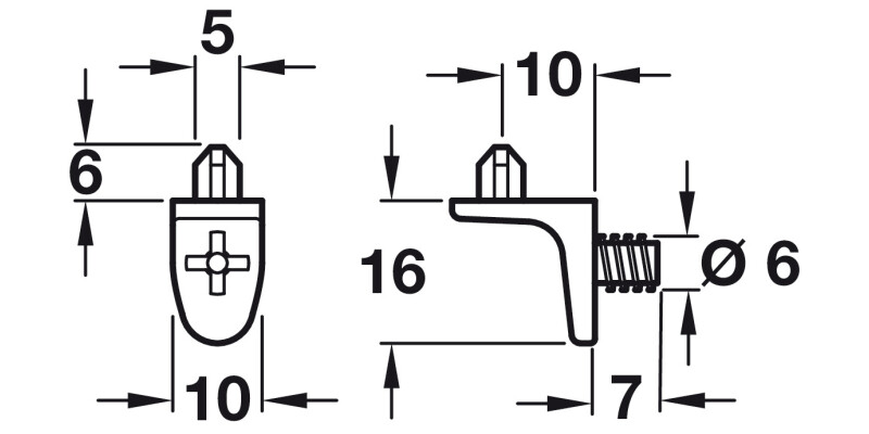 Shelf Support D5mm Plug/Thread ZA NP
