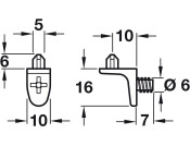 Shelf Support D5mm Plug/Thread ZA NP